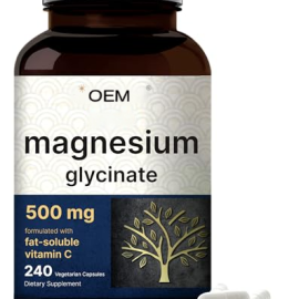Pure Magnesium Glycinate 500mg, 240 Veggie Capsules