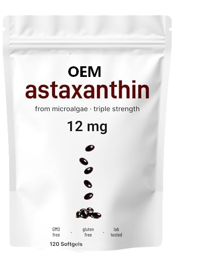 Astaxanthin 12mg with MCT Oil, 120 Softgels, 4