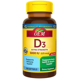 Vitamin D3 5000 IU (125 mcg) Softgels, Extra