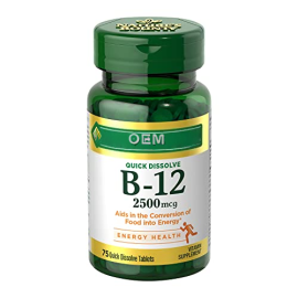 Vitamin B12 2500 mcg, Cellular Energy Support,
